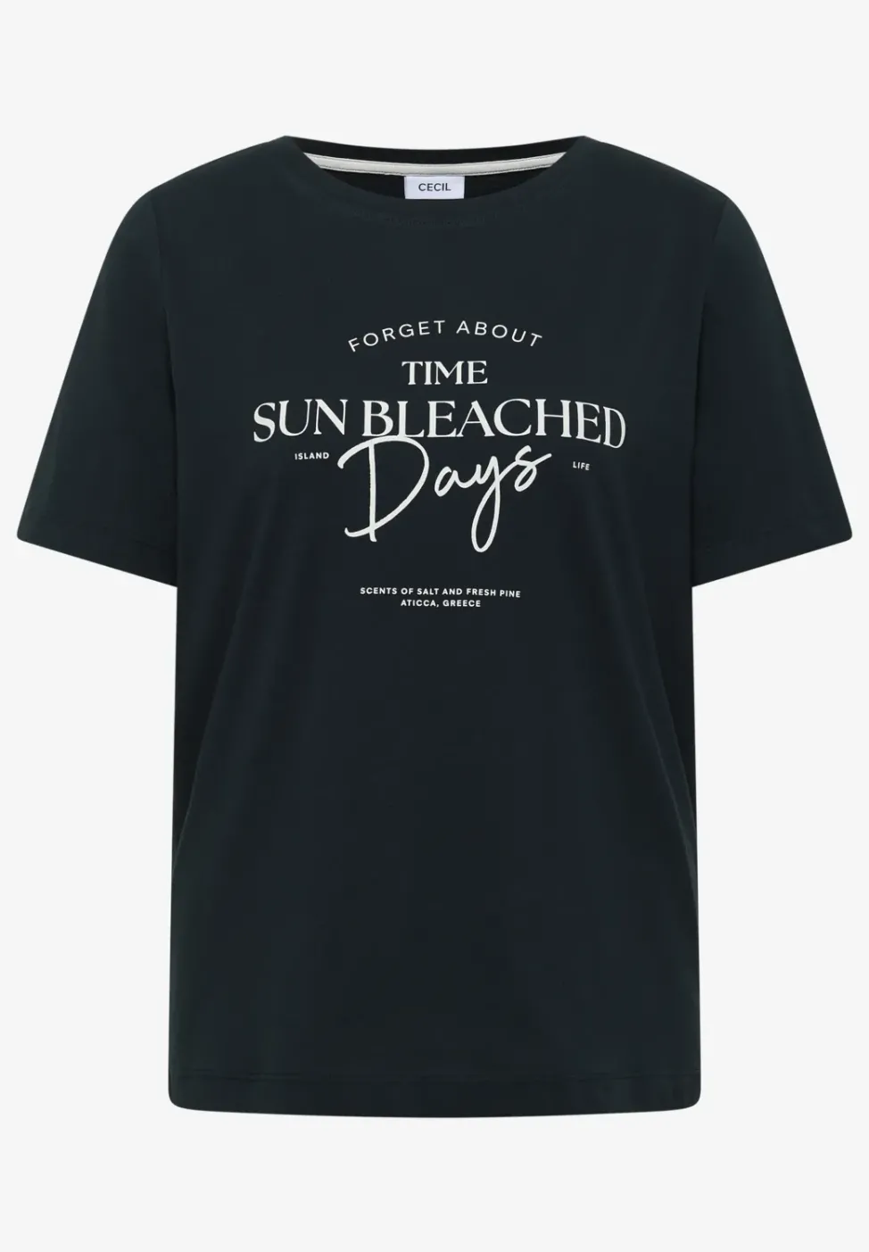 T-Shirt mit Boat Neck und Wording Artwork