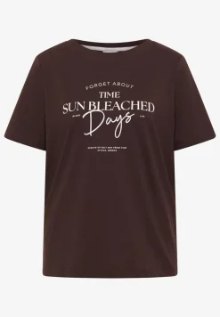 T-Shirt mit Boat Neck und Wording Artwork