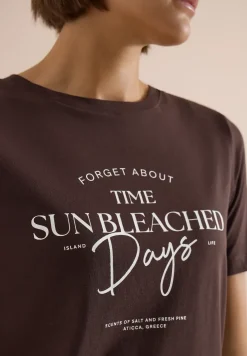 T-Shirt mit Boat Neck und Wording Artwork