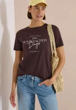 T-Shirt mit Boat Neck und Wording Artwork