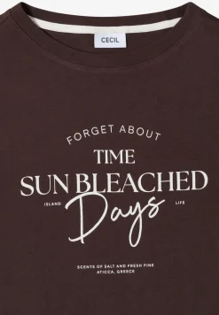 T-Shirt mit Boat Neck und Wording Artwork