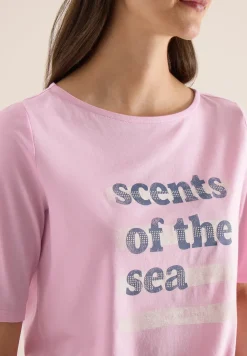 T-Shirt mit Boatneck und Wording