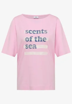 T-Shirt mit Boatneck und Wording