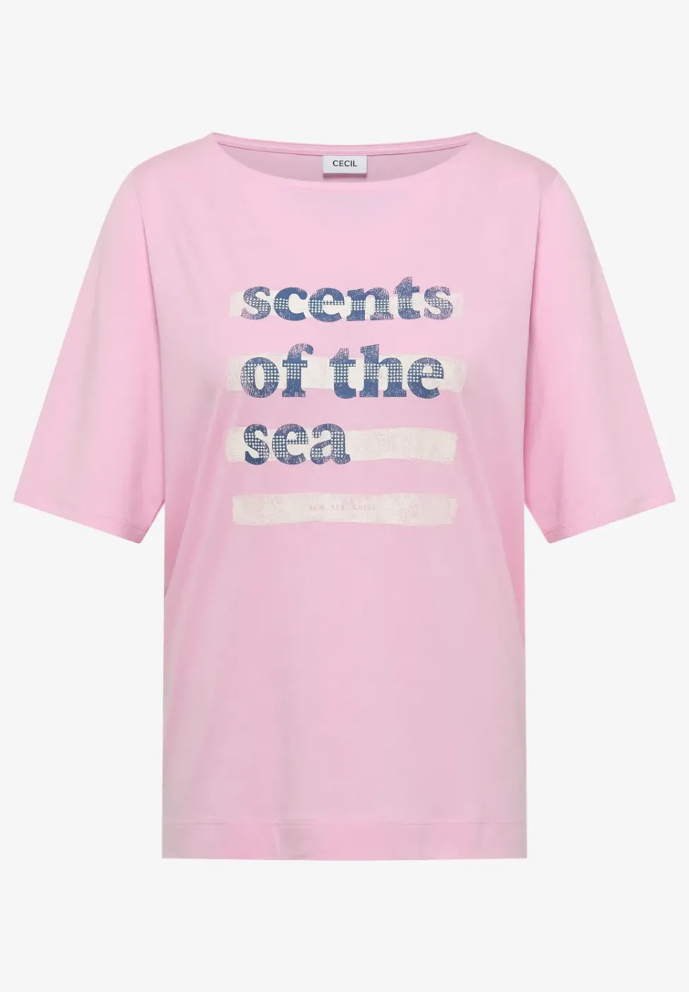 T-Shirt mit Boatneck und Wording