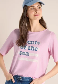 T-Shirt mit Boatneck und Wording