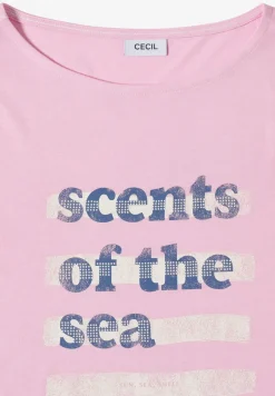 T-Shirt mit Boatneck und Wording