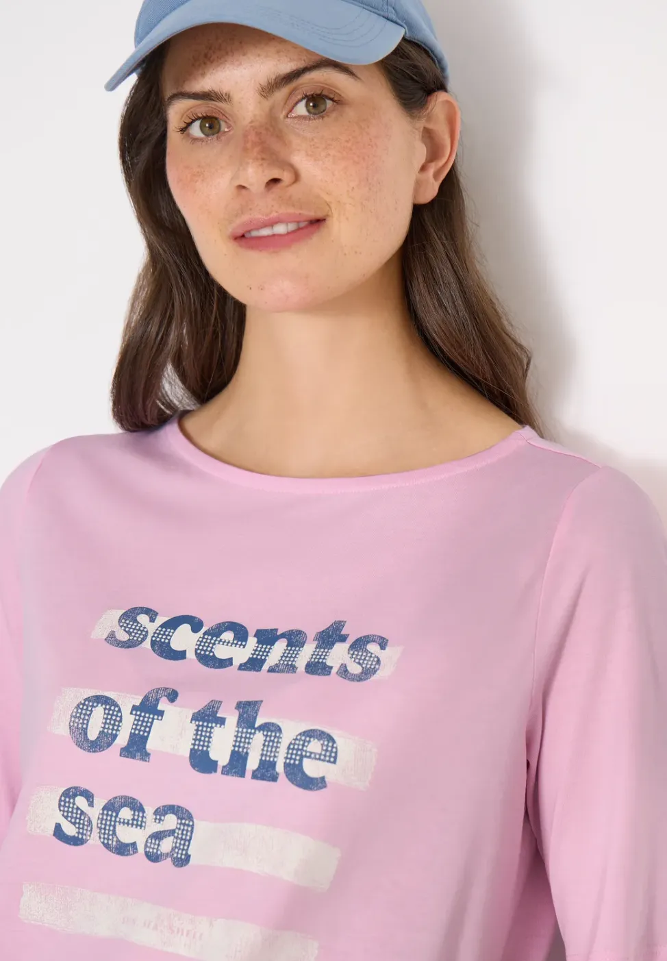 T-Shirt mit Boatneck und Wording