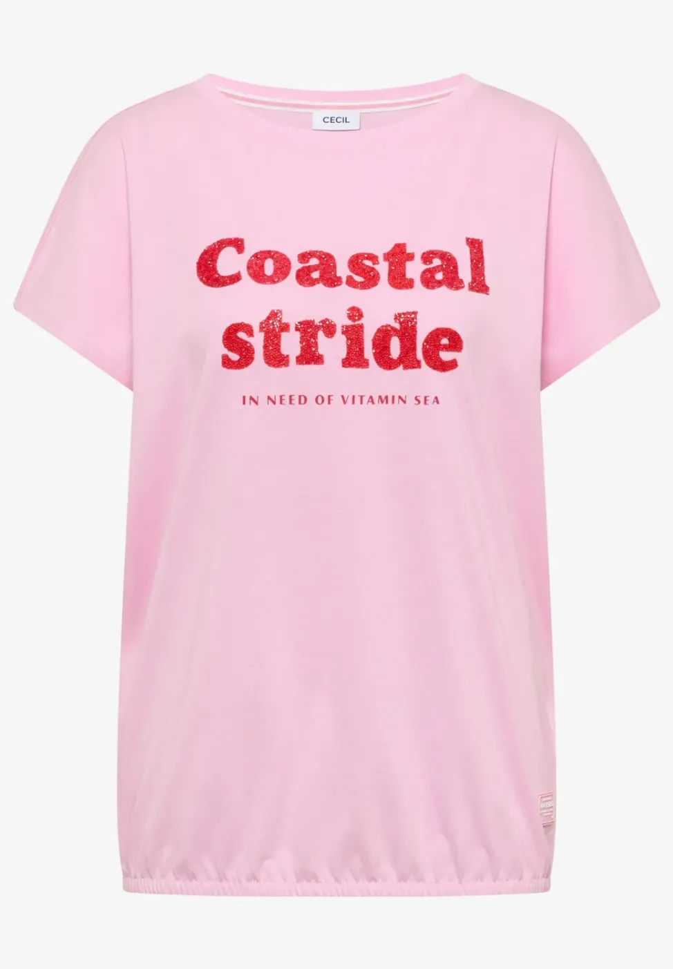 T-Shirt mit Boatneck und Wording Print