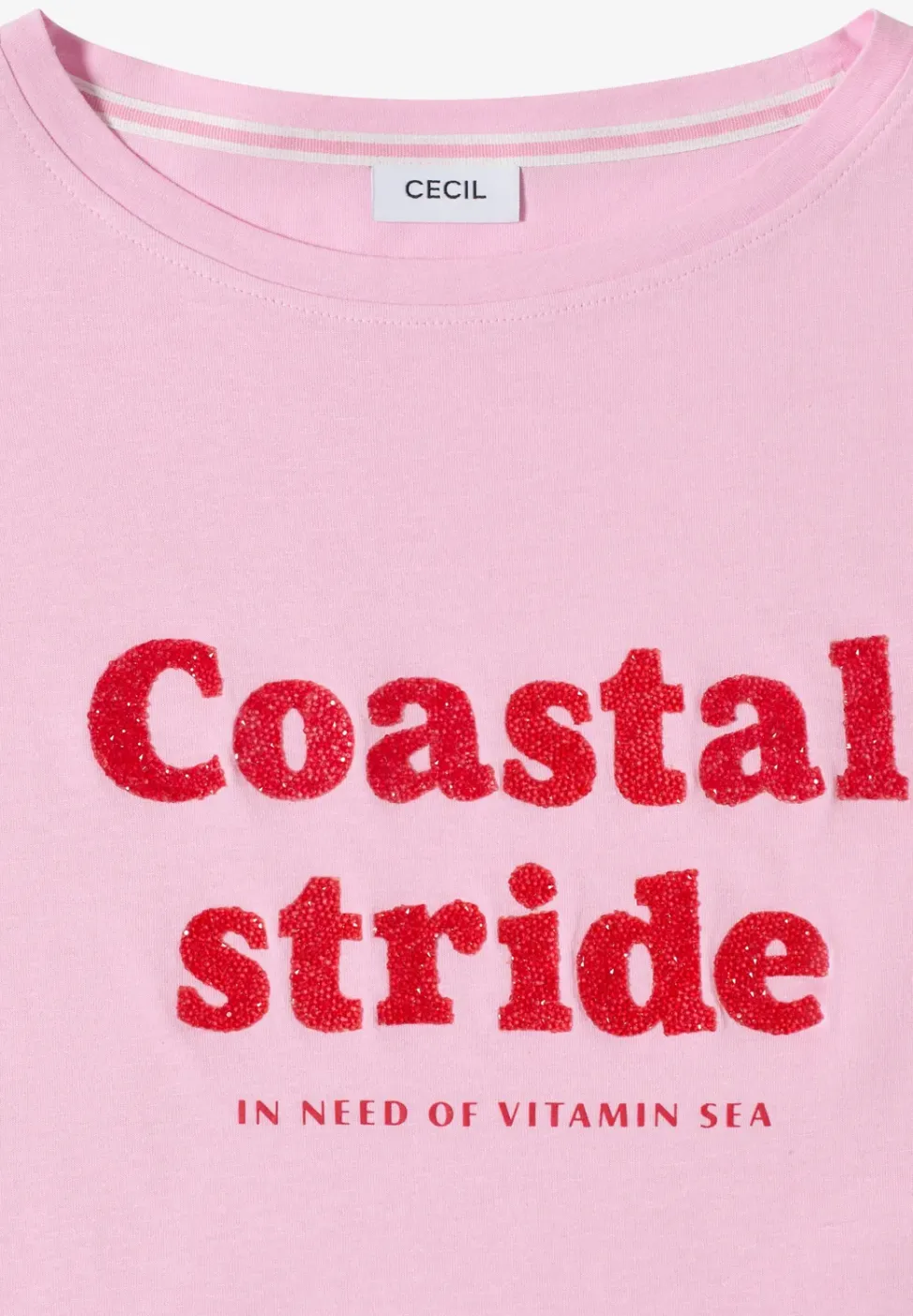 T-Shirt mit Boatneck und Wording Print
