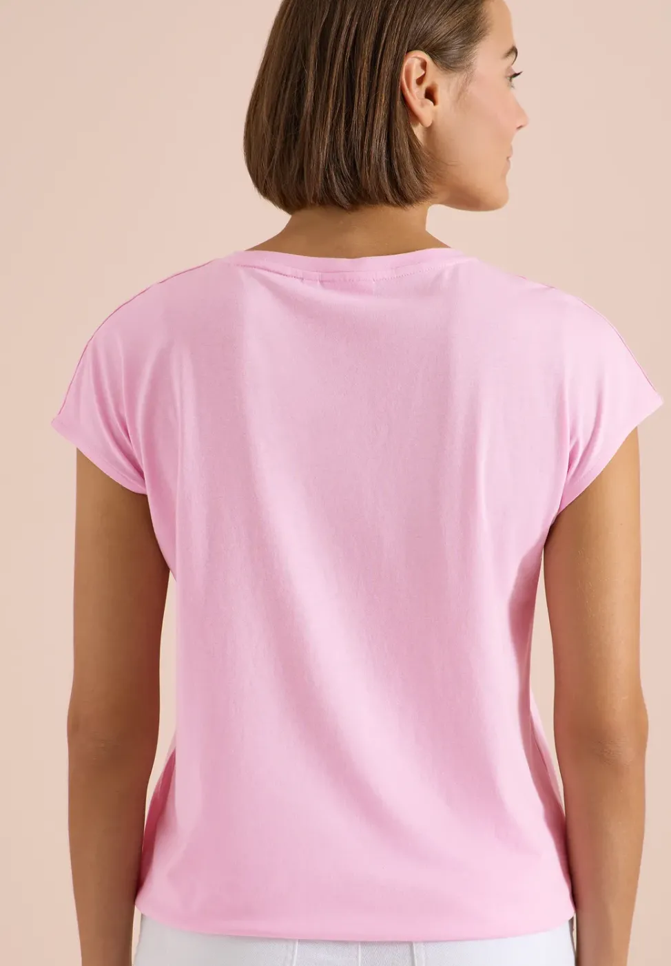 T-Shirt mit Boatneck und Wording Print