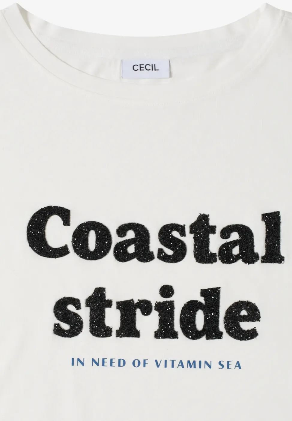 T-Shirt mit Boatneck und Wording Print