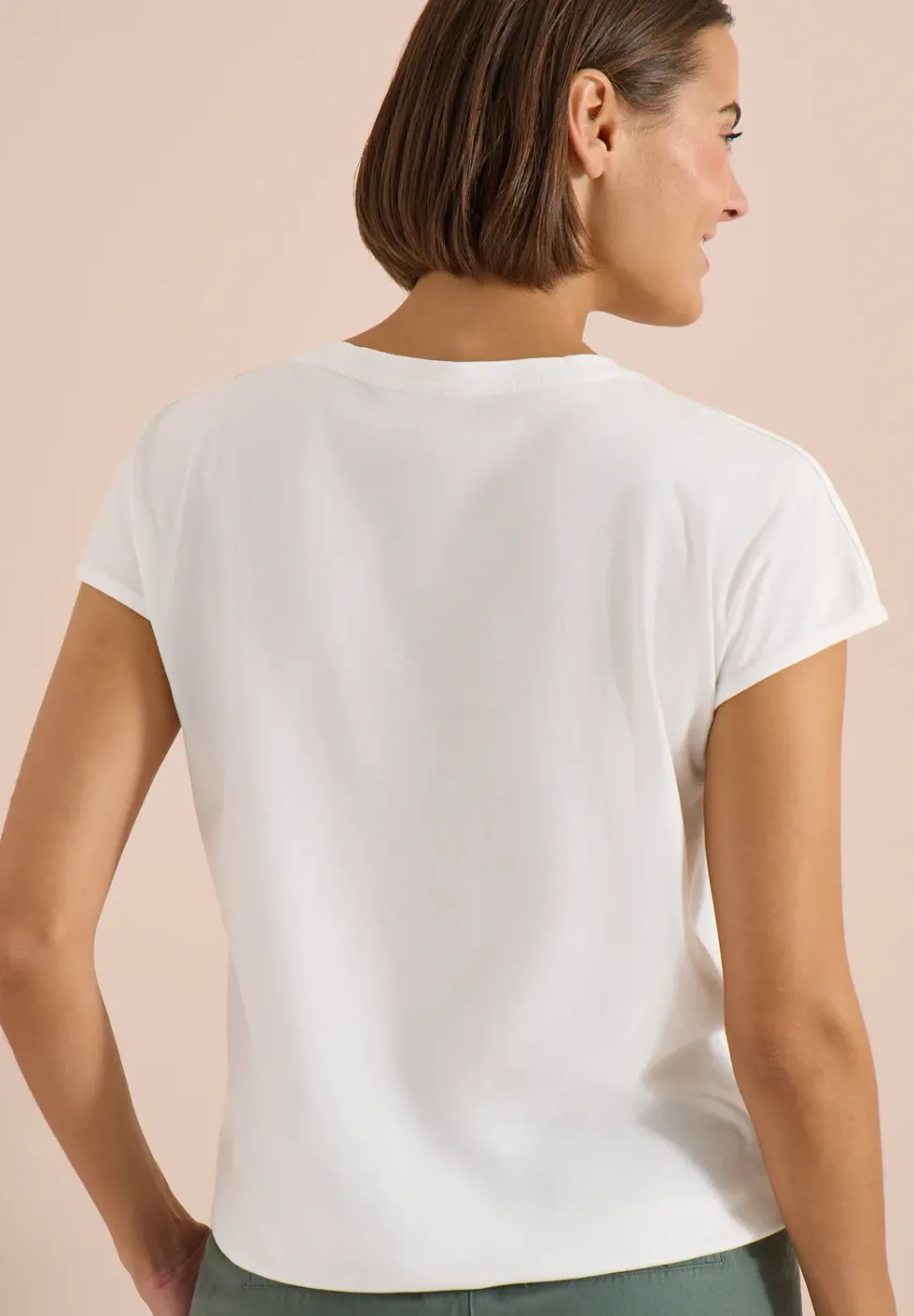T-Shirt mit Boatneck und Wording Print