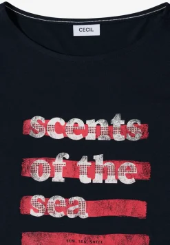 T-Shirt mit Boatneck und Wording