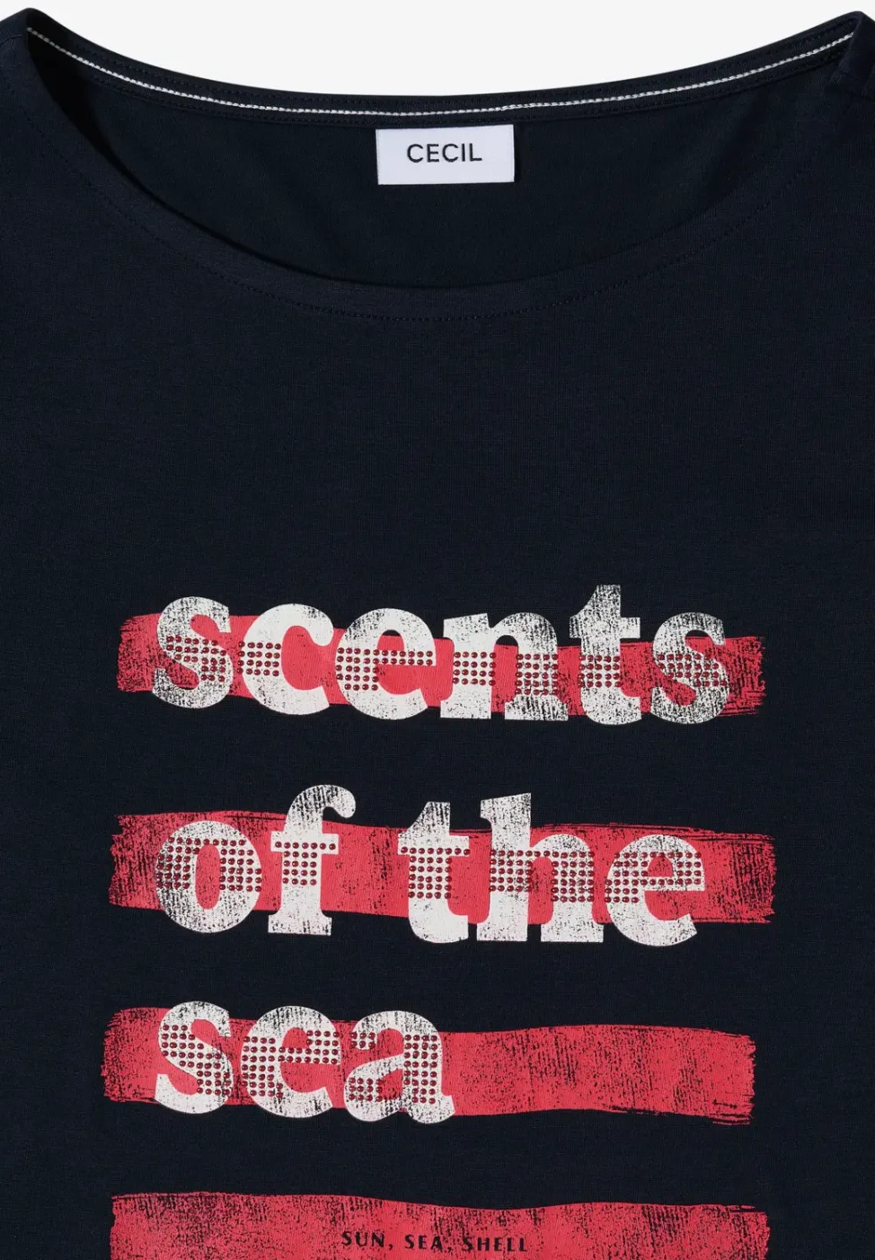 T-Shirt mit Boatneck und Wording