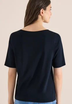 T-Shirt mit Boatneck und Wording