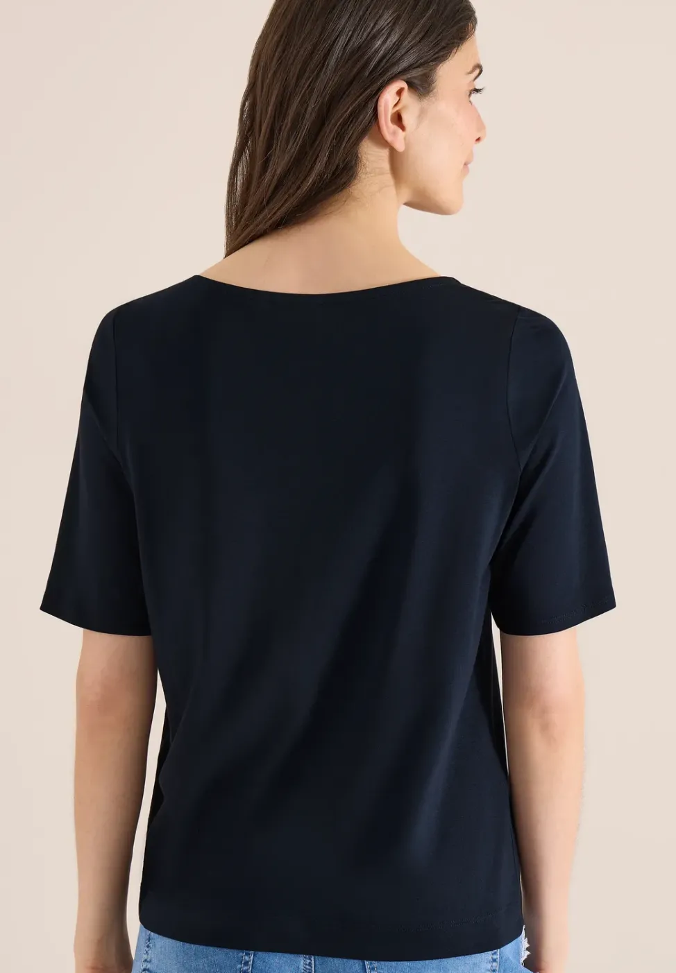T-Shirt mit Boatneck und Wording