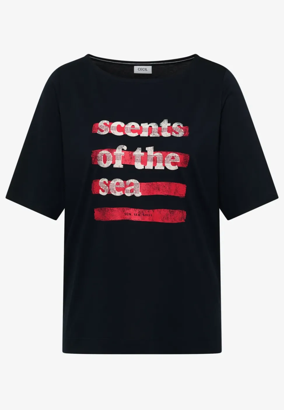 T-Shirt mit Boatneck und Wording