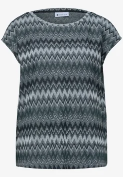 T-Shirt mit Boatneck und Zick-Zack-Print
