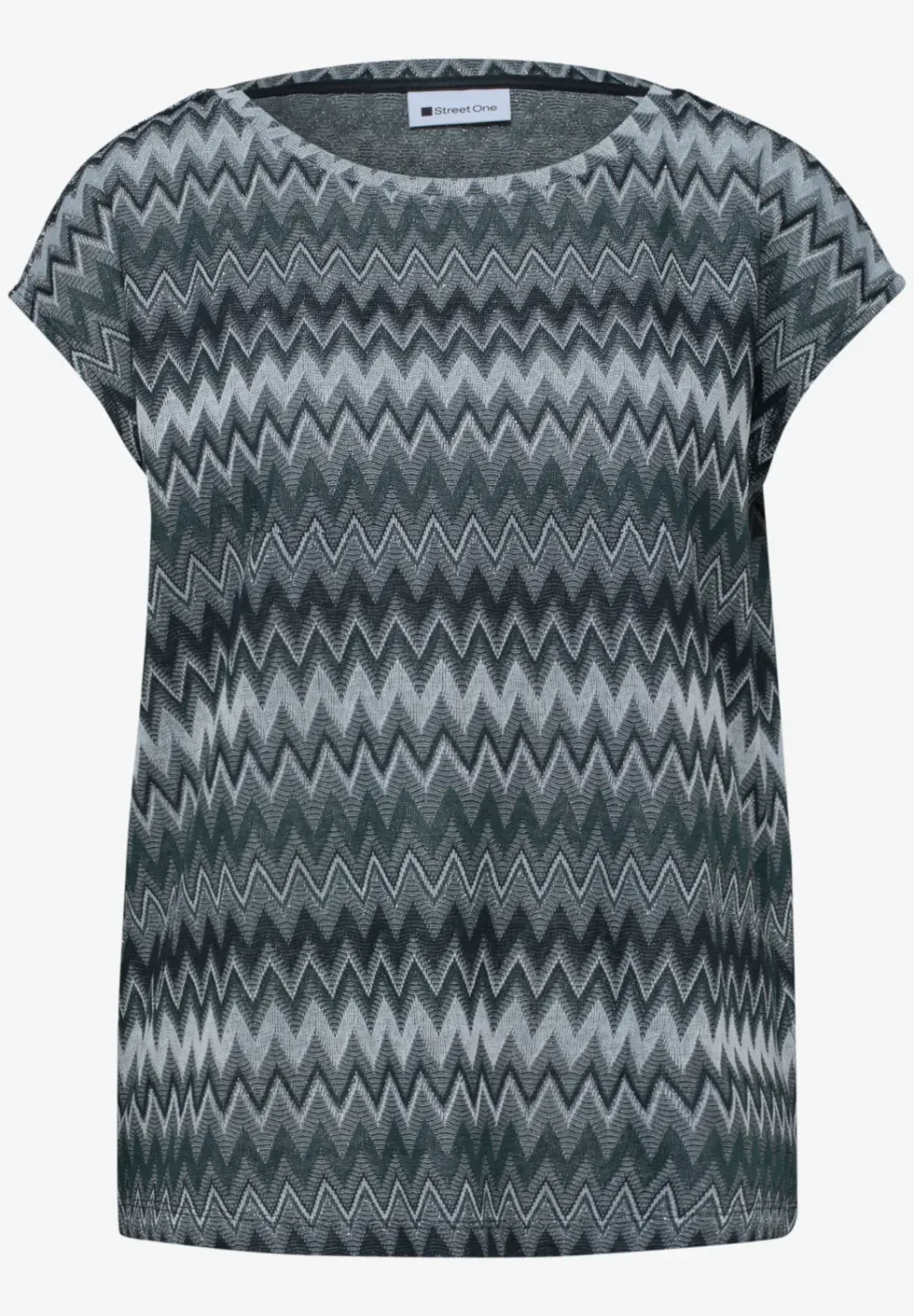 T-Shirt mit Boatneck und Zick-Zack-Print