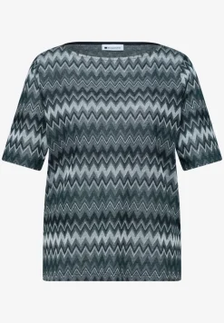 T-Shirt mit Boatneck und Zick-Zack-Print
