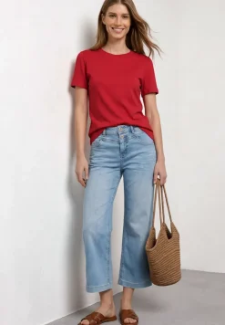 T-Shirt mit gerafftem Ärmel