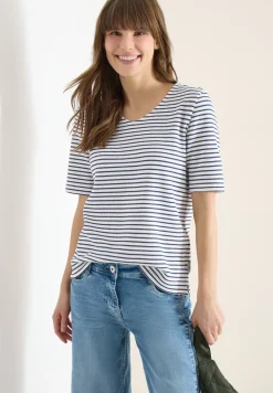 T-Shirt mit gerundetem V-Ausschnitt