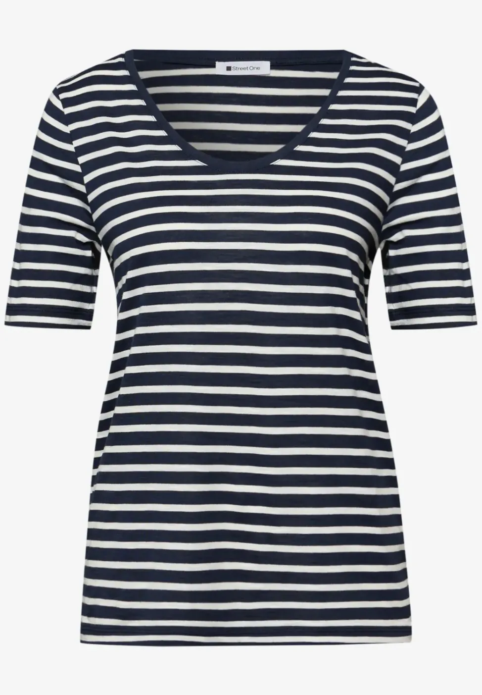 T-Shirt mit gerundetem V-Ausschnitt