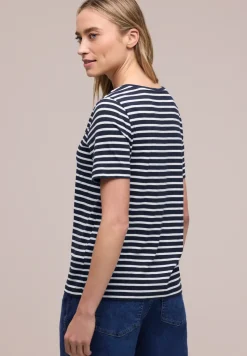T-Shirt mit gerundetem V-Ausschnitt