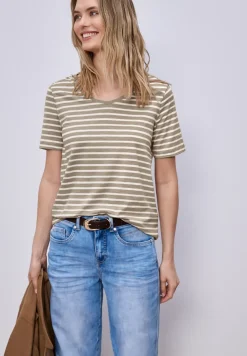 T-Shirt mit gerundetem V-Ausschnitt