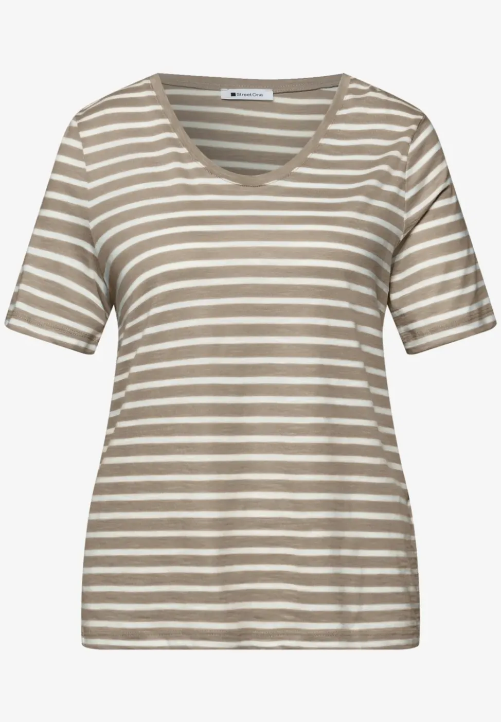 T-Shirt mit gerundetem V-Ausschnitt