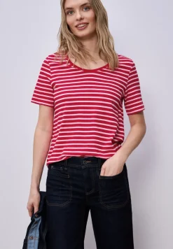 T-Shirt mit gerundetem V-Ausschnitt