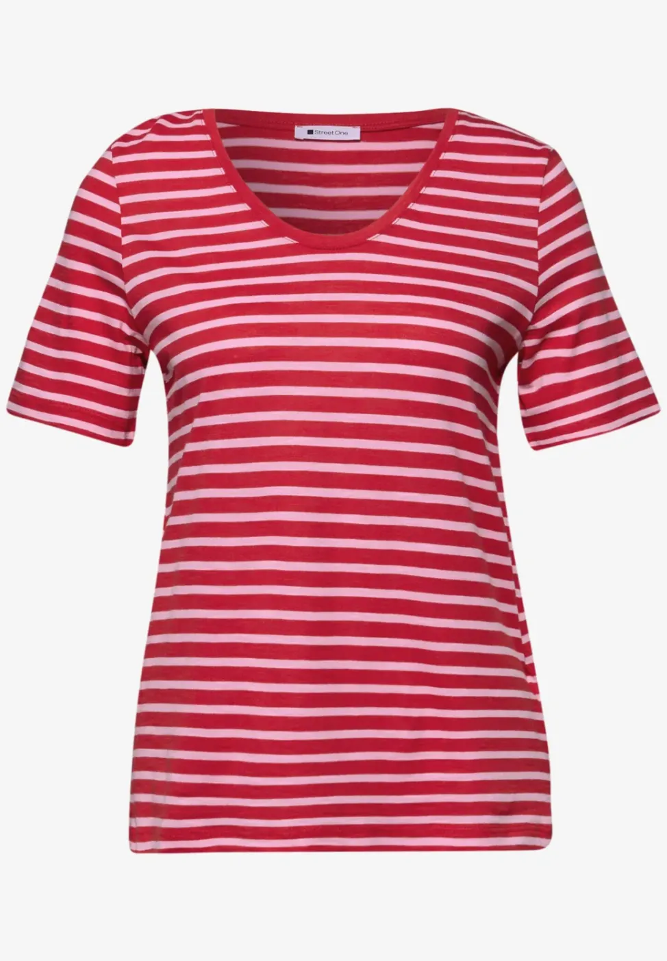 T-Shirt mit gerundetem V-Ausschnitt