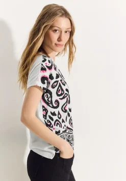 T-Shirt mit Materialmix