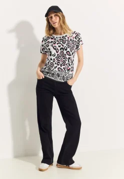 T-Shirt mit Materialmix