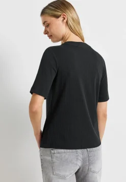 T-Shirt mit Rippstruktur