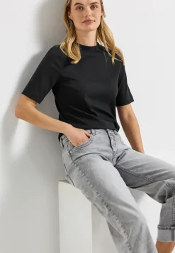 T-Shirt mit Rippstruktur