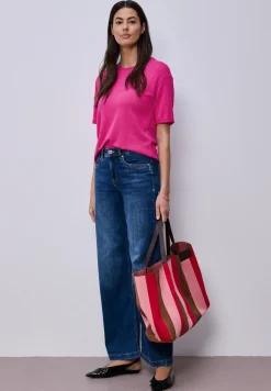 T-Shirt mit Rundhals im Strick-Look