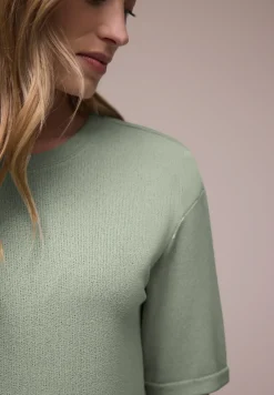 T-Shirt mit Rundhals im Strick-Look