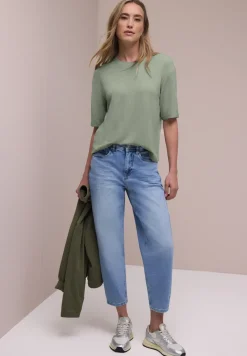 T-Shirt mit Rundhals im Strick-Look