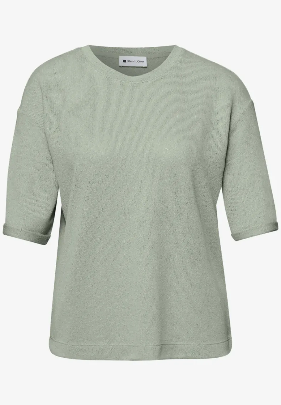 T-Shirt mit Rundhals im Strick-Look