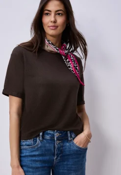 T-Shirt mit Rundhals im Strick-Look