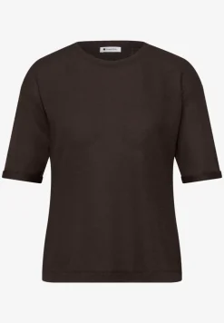 T-Shirt mit Rundhals im Strick-Look