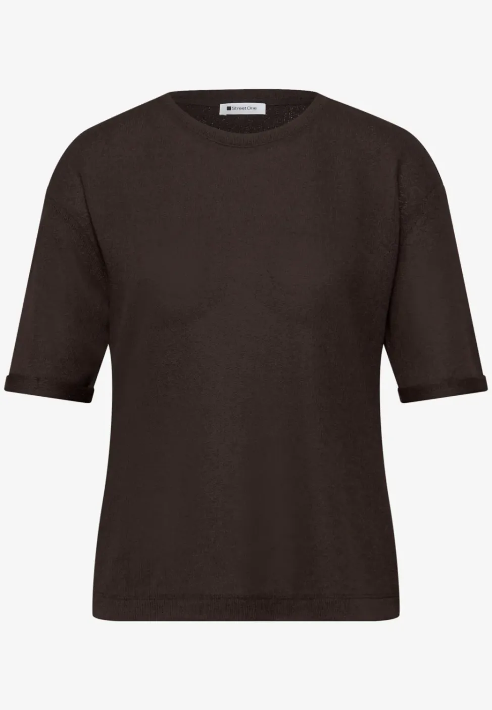 T-Shirt mit Rundhals im Strick-Look