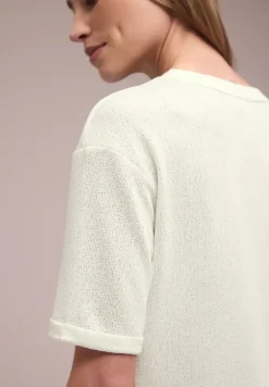 T-Shirt mit Rundhals im Strick-Look