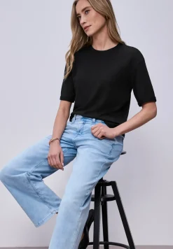 T-Shirt mit Rundhals im Strick-Look