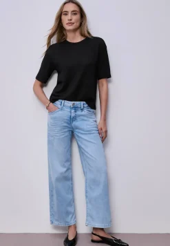 T-Shirt mit Rundhals im Strick-Look