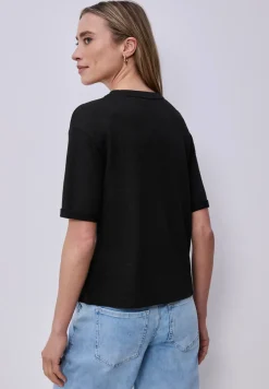 T-Shirt mit Rundhals im Strick-Look