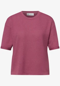 T-Shirt mit Rundhals im Strick-Look