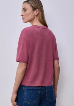 T-Shirt mit Rundhals im Strick-Look