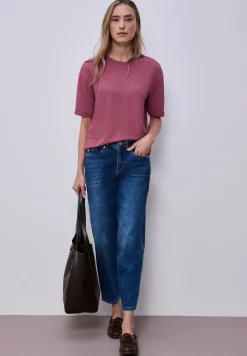 T-Shirt mit Rundhals im Strick-Look